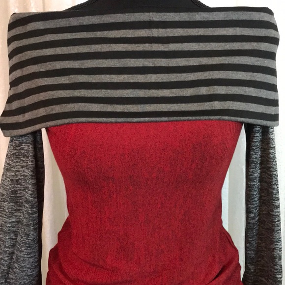 Stripe Slash Neck Color Block Pullover - Picture 3 of 7